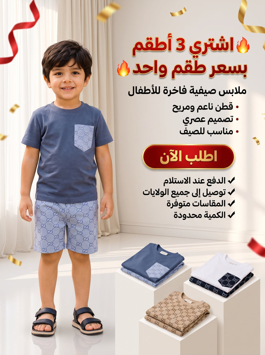 3 بدلات كاملة قطنية